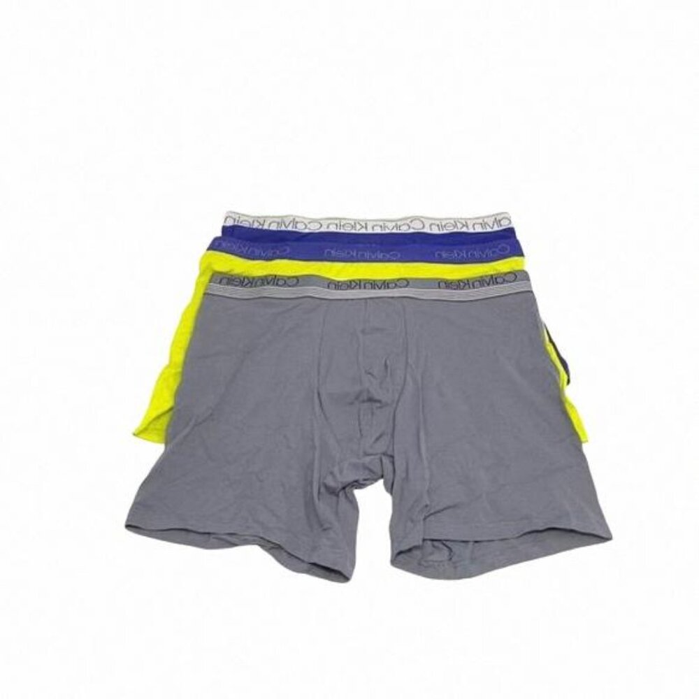 💖MEGA SALE💖Calvin Klein 3 Boxer Brief Blue Lime NB2730901 Men's Cotton Gray